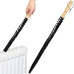 Brosse a radiateur avec long manche flexible en bois � brosse a poils souples