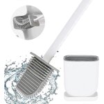 Brosse wc en silicone avec support et brosse pour cuvette, t�te de brosse flexible et pliable