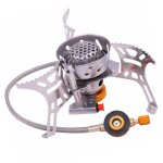 Br�leur a gaz d'ext�rieur, r�chaud de camping coupe - vent portable et pliable, fournitures de four de ...