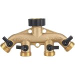 Buse de dérivation de tuyau d'arrosage 4 voies en laiton de 3 / 4 po, adaptateur de tuyau d'arrosage, ... Buse de dérivation de tuyau d'arrosage 4 voies en laiton de 3 / 4 po, adaptateur de tuyau d'arrosage, ...