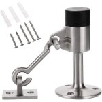 Butée de porte robuste avec crochet en acier inoxydable finition brossée fixation murale avec tampon ... Butée de porte robuste avec crochet en acier inoxydable finition brossée fixation murale avec tampon ...