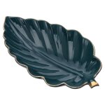 Cabilock plat a bijoux en c�ramique en forme de feuille, organiseur de bijoux d�coratif, plateau de rangement, ...