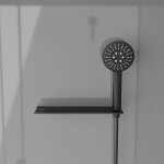 Cabine de douche rectangle 110x80x209 cm - receveur bas - fonds gris profils noir mat - foggy low