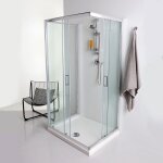 Cabine de douche 3 faces 80x80x80 2 faces coulissantes et une face fixe verre 6mm