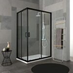 Cabine de douche 80x100 h 190 profil noir opaque cristal transparent city