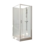 Cabine de douche 90x90 cm iziglass 2 - porte pivotante - mitigeur thermo leda