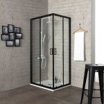 Cabine douche 90x90 profile noir opaque cristal 6mm transparent city