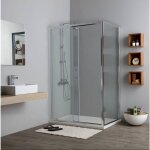 Cabine de douche d'angle reversible 80x140 cm avec porte coulissante new giada