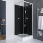 Cabine de douche carre 80x80x195 - portes coulissantes en verre tremp 5mm - squary black 2