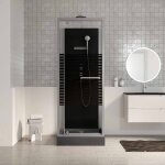Cabine de douche carree 80x80x215cm - porte pivotante - lignes grises anthracites - scratchy 2