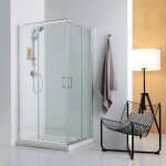 Cabine de douche complete 120x80 avec portes transparentes et receveur de douche en ceramique
