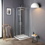 Cabine de douche coulissante en cristal 75x75 avec angle luna