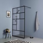 Cabine de douche a l'italienne 110cm verre clair cadre noir