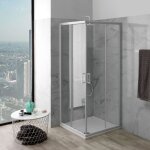 Cabine de douche quadrato 80x80 avec profils blancs venere
