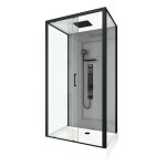 Cabine de douche rectangulaire 110x80cm noir mat en verre trempé Cabine de douche rectangulaire 110x80cm noir mat en verre trempé