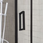 Cabine de douche semi - circulaire noire matte cm 90 cristal transparent city