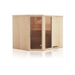 Cabine de sauna d'angle finlandais vitre kila 6 places 244x194 x h. 199 cm - -