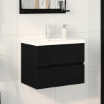 Cabinet de lavabo vidaxl en mdf ch�ne noir avec lavabo int�gr�, meuble de lavabo vidaxl ch�ne noir 60x38, ...