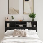 Cabinet de t�te vidaxl en ch�ne noir - 160x19x103, 5 cm fabriqu� en bois agr�g�