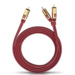 C�ble audio oehlbach 20563 [2x cinch / rca m�le - 1x cinch / rca m�le] 3 m rouge contacts dor�s