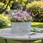 Cache pot ou bac a fleurs en zinc 22x12x15cm