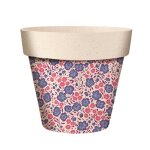 Cache pot en bambou fleurs violettes