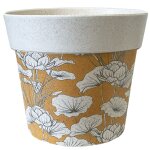 Cache pot en bambou orange et beige 15. 5 cm