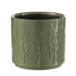 Cache pot en c�ramique feuillage vert