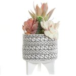 Cache pot garni sur pieds boho en résine Cache pot garni sur pieds boho en résine