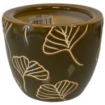 Cache pot jaune ginkgo en terre cuite 14 cm