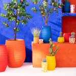 Cache pot orange en c�ramique h15 cm