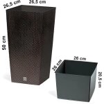 Cache pot rato square - rato - 26, 6 l - carr� imitation osier - bac d'arrosage