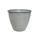 Cache - pot rond en acier emaill� gris amy - Ø 33 x 26 cm - jardideco