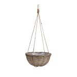 Cache - pot � suspendre en rotin gris d40