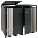 Cache - poubelles pour 2 bacs avec couvercle abri pour poubelles en m�tal 122x132x84 cm anthracite aspect ...