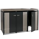 Cache - poubelles pour 3 bacs abri pour poubelles en m�tal avec bac a plantes 125x196x84 cm, env. 75 ...