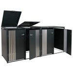 Cache poubelles 4 bacs avec couvercle abri poubelle ext�rieur en acier galvanis� anthracite 80 a 240l ...