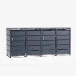 Cache - poubelle ¿ 4 compartiments ¿ m�tal (noir)