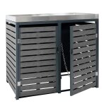 Cache - poubelles double avec bac a plantes 124 x 134 x 84 cm wpc / acier inoxydable anthracite 04 0005718 ...