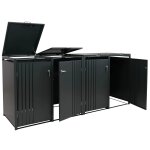 Cache - poubelles ext�rieur pour 4 bacs 80 a 240 l en acier anthracite abri poubelles avec couvercles ...
