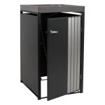 Cache - poubelle ext�rieur avec bac a plantes pour 1 bac 80 a 240 l abri poubelle en acier anthracite ...