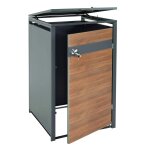Cache - poubelles simple extensible 117 x 68 x 80 cm m�tal anthracite finition bois cerisier fonc� 04 ...