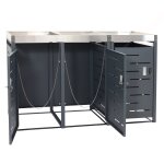 Cache poubelles triple 3 bacs 80 a 120l avec bac a plantes inox et acier galvanis� 110x175x62 cm 04 0010366 ...
