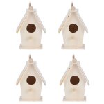 Cage de nid d'oiseau en bois, type suspendu innovant, 4 pices, pour dcoration de jardin et de cour