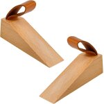 Cale porte en bois (lot de 2) avec base antid�rapante, corde pratique - cale porte pour espaces de 5 ...