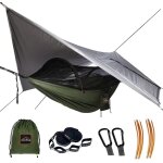 Camping hammock avec moustiquaire et bâche imperméable, double hamac portable avec deux sangles d'arbre, ... Camping hammock avec moustiquaire et bâche imperméable, double hamac portable avec deux sangles d'arbre, ...