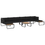 Canap�s d'angle de jardin 5 pcs et coussins aluminium et wpc