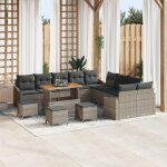 Canap de jardin 14 pices avec coussins gris poly rotin acacia, canap de jardin 2 places avec rangement ...