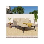 Canap� de jardin avec 2 coussins et 2 coussins de dossier, chaise longue d'ext�rieur, coussins d�houssables, ...