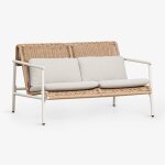 Canap� de jardin 2 places en aluminium et rotin synth�tique duroli blanc gardenia